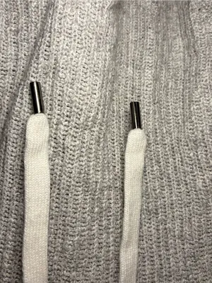 American Eagle Gray Knit Hooded Sweater Size Medium thumbnail 3