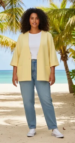 Frayne Womens Size 20 Light Yellow 3/4 Sleeve Blazer Jacket‎ Style 3465 thumbnail 1