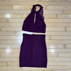 LULU'S 2 Piece Purple Lace Back Crop TOp & Skirt Set Size Small thumbnail 2