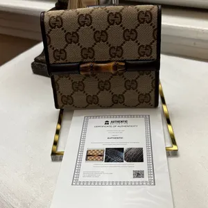Gucci Tan Monogram Wallet with Bamboo Detail thumbnail 11