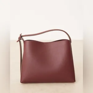 Mango MNG burgundy matte leather buckle side handbag purse thumbnail 2