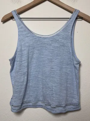 Alo Yoga Women‎ Spirit Tank Top Medium Blue Slub Knit Cropped Yoga Gym Shirt thumbnail 1