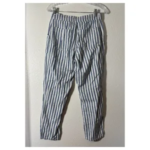 American Eagle Outfitters Women's Size 4 Blue White Striped Pants Tapered Crop thumbnail 2