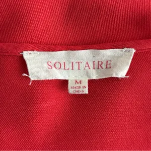 SOLITAIRE Red Summer Dress Women’s Size Medium Boho Eyelet Hem Ruffle Sleeve thumbnail 7