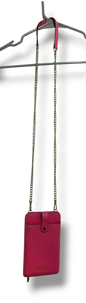 Kate Spade Phone Crossbody Womens Pink Leather Chain Strap Mini Bag Wallet thumbnail 1