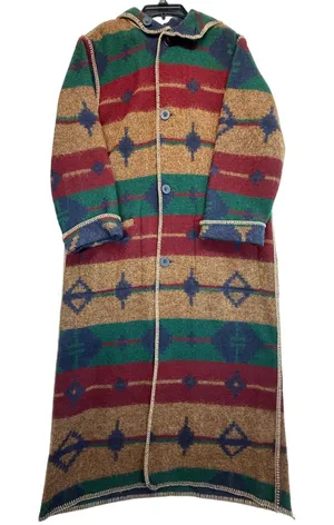 Vtg Woolrich Aztec‎ Duster Coat Reversible Southwestern Blanket Long Cardigan M thumbnail 1