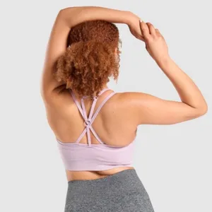 Gymshark Adapt Marl Seamless Sports Bra - Light Purple thumbnail 3