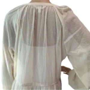 LC Lauren Conrad Button Front Tiered Long Sleeve Mini Shirt Dress Sz L thumbnail 6