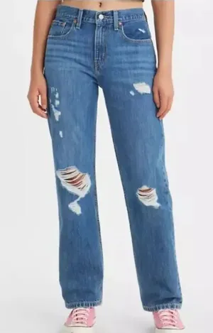 Levi’s low pro straight distressed dark wash jeans 27 thumbnail 1