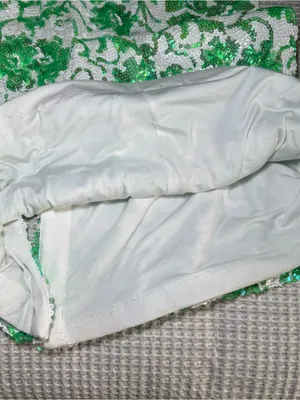Jovani Size 10 Green And White Floral Full Length Sequin Prom Homecoming Straps thumbnail 9