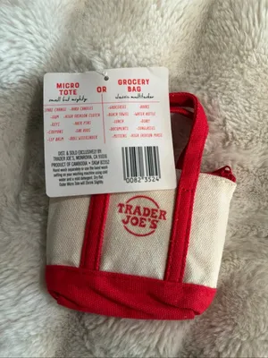 NWT Trader Joe’s Red Canvas Micro Tote with Grocery Bag thumbnail 2