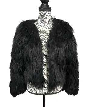YA Los Angeles Black Faux Fur Plush Shaggy Coat thumbnail 1