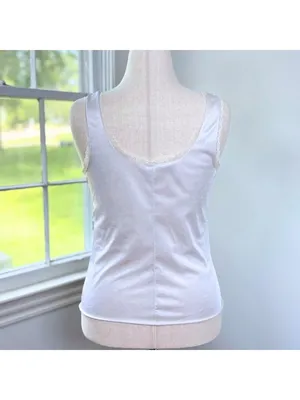 Vintage Velrose Coquette White Satin Camisole Medium Slip Top Lace Bow Bridal thumbnail 6