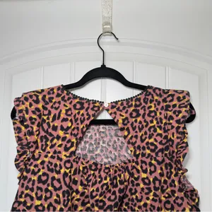 LOFT‎ Large Leopard Print Cutout Back Ruffe Top Y2K Glam Indie Sleaze thumbnail 7