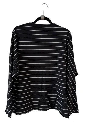 Frank & Eileen Tee Lab Oversized Striped Long Sleeve Tee Black White Large thumbnail 3