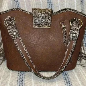 Western Shoulder Bag with Fringe Brown thumbnail 2