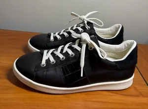 Sam Edelman Marquette Women’s Lace Up Fashion Sneaker Leather Black White 8/38 thumbnail 1
