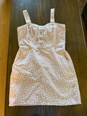 No Boundaries Pink Floral Denim Mini Dress Juniors L 11–13 thumbnail 1