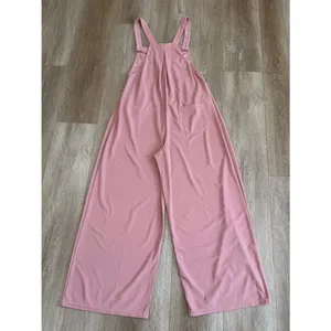 NWT Halara Adjustable Straps Pockets Waffle Casual Overalls Rose Tan Size Small thumbnail 11
