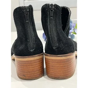 Steve Madden Suede Booties Block Heel Ankle‎ Boots Black Zipper Size?7.5 thumbnail 6