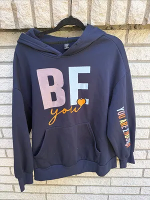 SHEIN Navy Graphic Pullover Hoodie thumbnail 1