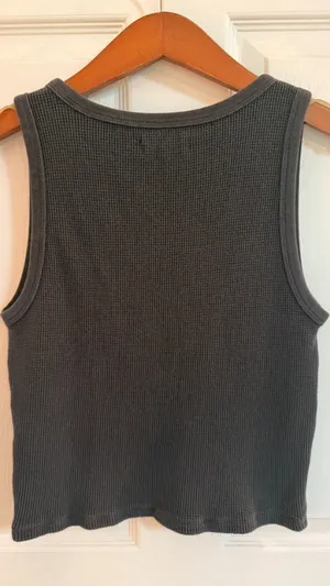 Madewell Waffle Knit Scoop Neck Crop Tank Dark Grey Medium thumbnail 8
