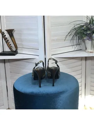 Marc Fisher Silver Golden Metallic Platform Heel Size 8.5 thumbnail 3