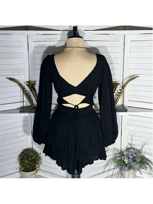 Princess Polly tiered babydoll dress romper ballooned sleeve boho whimsigoth XS thumbnail 2