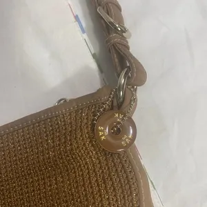 The Sak Brown Woven Straw Shoulder Bag W/ Subtle Gold Glitter Boho Purse thumbnail 8