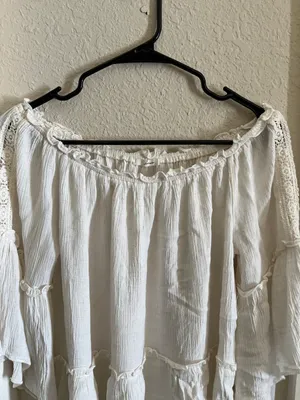 Off The Shoulder Boho Top White Size M thumbnail 5