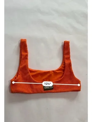 Daily Drills Neon Orange wave Textured Bikini Top size XS/S EUC thumbnail 4