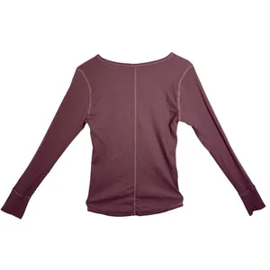 Abercrombie & Fitch Pink Ribbed Knit V-Neck Long Sleeve Henley Blouse Size XL thumbnail 2