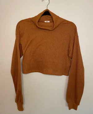 Ardene Cropped Ribbed Turtle Neck Sweater, Burnt Orange, Size M, NWOT thumbnail 1