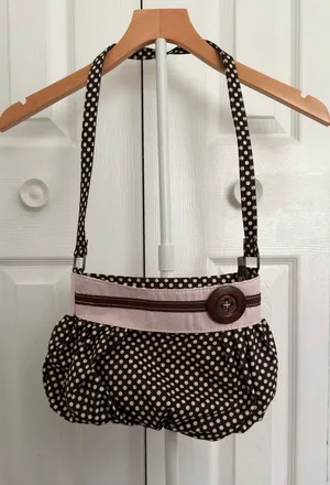 Cute Polka Dot Button Purse Brown thumbnail 1