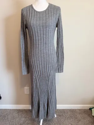 NWOT French Connection baby soft fit and flare midi dress size large gray thumbnail 6