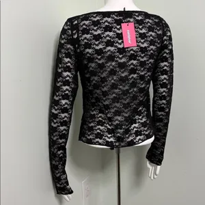 NWT Edikted Mykonos Sheer Black Lace Top size XL thumbnail 8