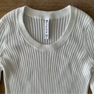 Athleta Ribbed White Sweater thumbnail 4