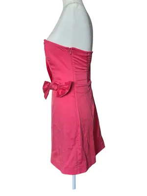 French Connection One-Shoulder Camellia Rose Pink Bow Dress 4 thumbnail 4