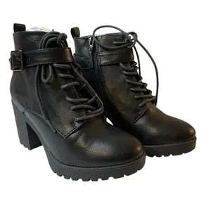 MADDEN GIRL Alexandra Black High Heeled Lace Up Combat Moto Boot NIB - Size 6 thumbnail 5