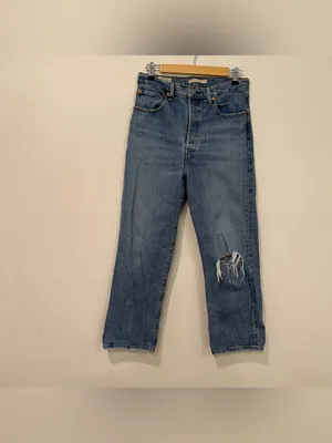 Levi’s Ribcage Straight Blue Ripped Jeans 30 thumbnail 2