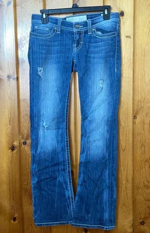 BKE denim Stella distressed jeans bootcut size 26x31 1/2 lighter western country thumbnail 1
