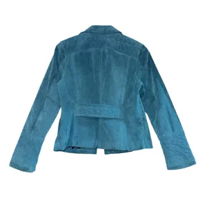 AMI Leather Jacket Women's Medium Teal Country Western‎ Suede Quilted Equestrian thumbnail 8