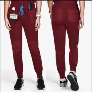 FIGS Disney XS Zamora Jogger Scrub Pants Burgundy Mickey Mouse Maroon CNA RN VET thumbnail 2