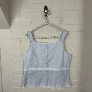 J.Jill Blue White Striped Eyelet Embroidered Cotton Tank Top Size 14 thumbnail 9