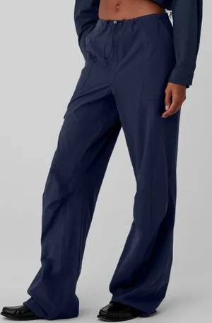 Alo Megastar Cargo Pants High OR Low Rise Navy Wide Leg Outdoor Hiking Utility M thumbnail 1