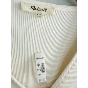 Madewell | NWT Lettuce Hem‎ V Neck Cardigan Ivory Ribbed | Sz XXS thumbnail 6