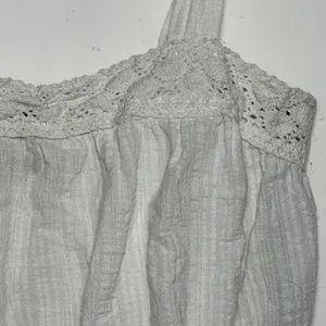 White Smocked Crochet Trim Peplum Crop‎ Tank Top Women XS thumbnail 7
