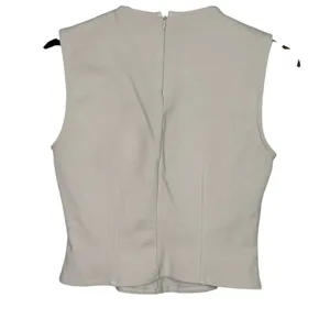 Zara Sleeveless Detailed Lining Fitted Classy Blouse Top Back Zip Up L Beige thumbnail 11