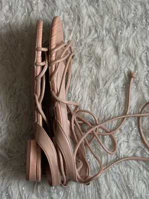 Ermonn Women's Tan/Pink Lace-Up Strappy‎ Flat Sandal Size 7.5 thumbnail 7