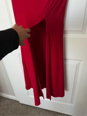 Hailey Logan by Adrianna Papell Red Sequin Cage Back Maxi Gown Prom Dress 3/4 thumbnail 4